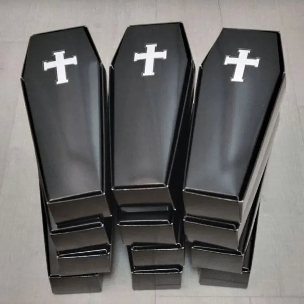 ⚰️12pcs Set Halloween Goth Coffin Casket Party Favor Treat Boxes Black Cardboard